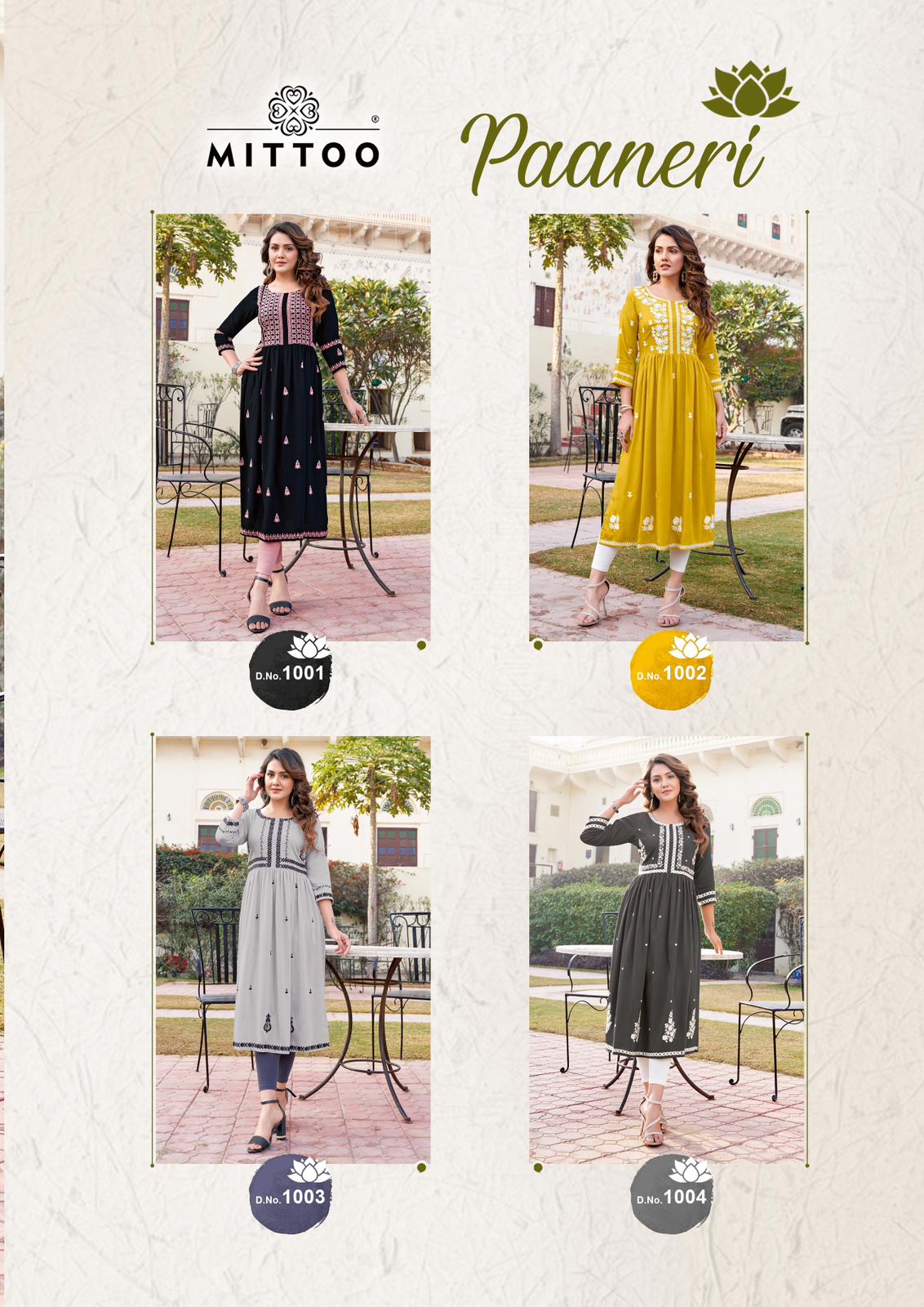 Paaneri By Mittoo Naira Cut Rayon Slub Embroidery Designer Kurtis Wholesale Online
